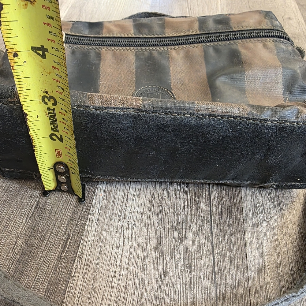 FENDI Pequin Striped Crossbody Bag Upcycled Designer Authentic Flawed Preppy Y2K - Picture 16 of 16